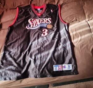 Champion Black and Red Sixers Jersey- IVERSON JERSEY